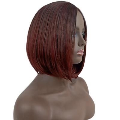 China Cheap Factory Price Bobo Hair Extensions Lace Front Human Hair For Black Women Wine Red Wigs for sale