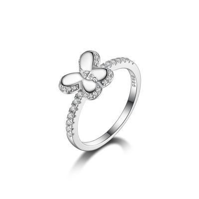 China Romantic S925 sterling silver butterfly ring women's high-end feeling new bow row ring big name same style 925 silver women's ring light for sale