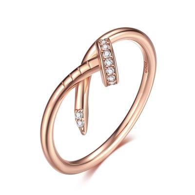 China Romantic Simple rose gold 925 silver ring women's high-end sense cross-border explosive style female ring card home European and American for sale