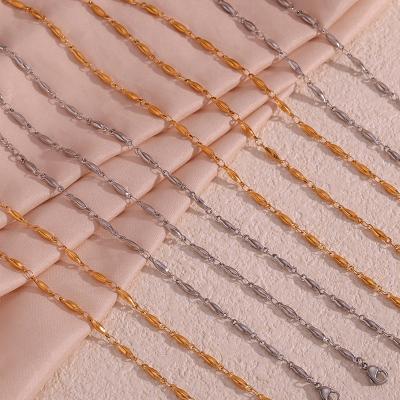 China Cute fashion minimalist niche popular bracelet necklace stainless steel 18K gold plating handmade chain anklet waist chain set for sale