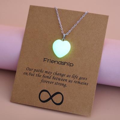 China Romantic Hot sale luminous pendant card necklace heart-shaped pendant noctilucent necklace women for sale