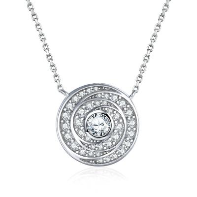 China Romantic S925 sterling silver time diamond disc zircon necklace female design feeling European and American fashion big name round for sale