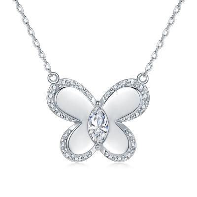 China Romantic Zircon Sterling Silver Butterfly Necklace Women's Explosive Style Big-name Jewelry S925 Silver necklace for sale