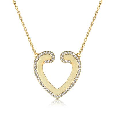 China Romantic S925 Sterling Silver Ladies Sand Gold Heart Pendant Gold Heart Necklace Design Best Selling Big Brand Same Style Jewelry for sale