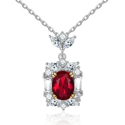 China BOHEMIA S925 silver ruby pendant natural stone garnet zircon necklace female high-end sterling silver clavicle chain for sale