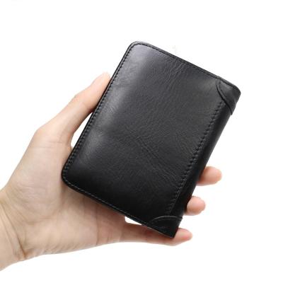 China New Retro Promotional RFID Genuine Leather Men's Minimalist Wallet With RFID for sale