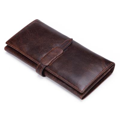 China High Quality Personalized RFID Retro Genuine Leather Men's Long Wallet for sale