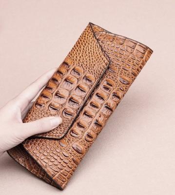 China RFID High End Cocrodile Texture Wallet Genuine Leather Slim Bag For Lady for sale