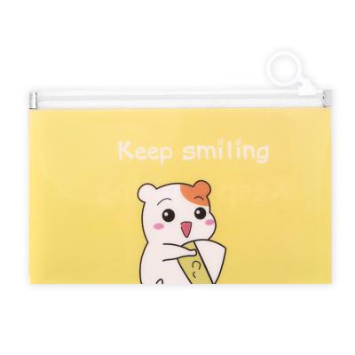 China Zipper Closure B6 Cartoon Pull-Tag Zipper Bag To Collect Private Property PP Document Bag To Hold Certificates Folder Bag To Carry Pens for sale