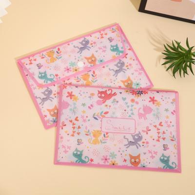 China Daily Used A5 Folder Button Information Pocket PP Document Bag Flash Cartoon Printed Effect UYI Carrier Office Supplies for sale