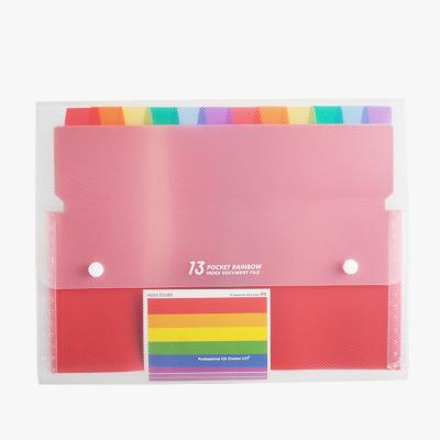 China Multifunctional Rainbow A4 Index Expanding Folder With 7&13 Pockets High Quality With Large Capacity Manufacturing Direct Selling Document File Folder for sale