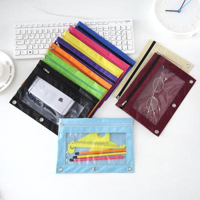 China B5 Three Hole Zipper Closure Loose Leaf Folder Bag Zipper File Storage Bag Oxford Cloth Data Bag With Three Hole Convenient To Hold Paper Data for sale