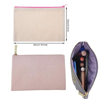 China Eco-friendly Design Canvas Canvas Make Up Bag Brush Pouch Small Makeup Pouch Storage Bag Organize Handbag Travel Cosmetic Pouch for sale