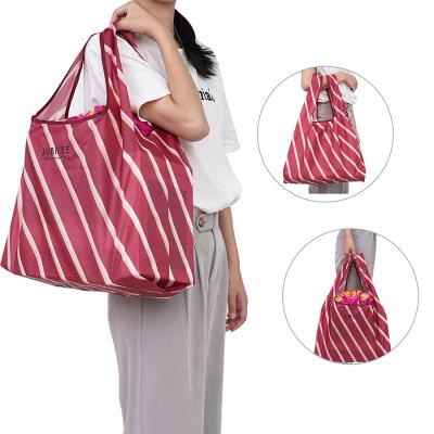 China Eco-friendly Polyester Nylon Collapsible Custom Tote Sublimation Polyester Reusable Nylon Shopping Bag For Supermarket for sale