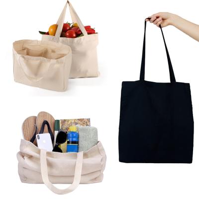 China Eco-friendly Promotional Recycled Tote Bag Colorful Empty Cotton Custom Logo Printing Organic Tote Canvas Overnight Grocery Bag for sale