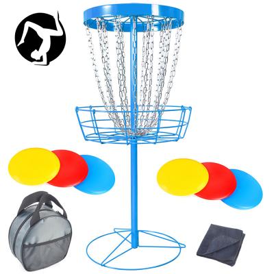 China Outdoor Toy UGA Keranjang 24 Golf Cakram OEM String Disc Disc Golf Portable Flying Targets 24 Set Disc Golf Carts for Indoor and Outdoor for sale