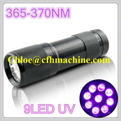 China 9 LED UV Flashlight 365nm-370nm UltraViolet Blacklight 365nm high power uv led Pet Urine for sale