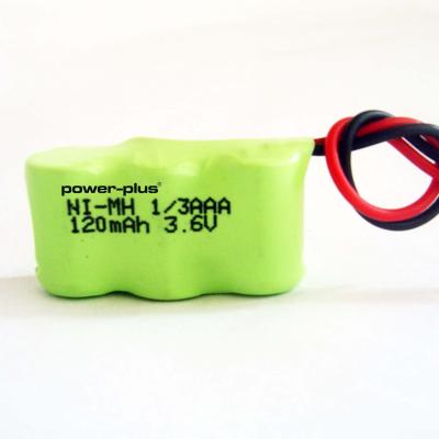 China Tapón de alambre nimh paquetes de baterías recargables 1/3AAA 120mAh 3.6v en venta