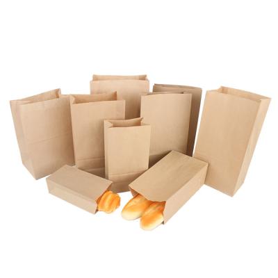 China Wholesale Recyclable Accept Customer Logo Printing Stock Eco Friendly Food Grade Bread Kraft Paper Food Bag Take Away Packaging Paper Bag for sale