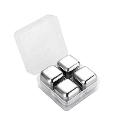 China Sustainable Stainless Steel Wine Ice Cube4 PCS Boxed Ice CubesCooling Wine for sale