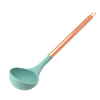 China Viable handle silicone steel pipe spoonStainless hot pot tools silicone pot porridge spoonCooking spoon for sale