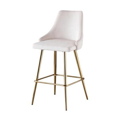 China New Metal Unfoldable Bar Stools Gold Velvet Cheap Furniture Bar Stools Nordic Luxury Leather Modern Large Home Kitchen High Chair for sale