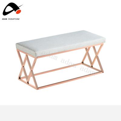 China Contemporary Modern Luxury Silver Stainless Steel Bed End Stools Sofa Bench Stool for sale