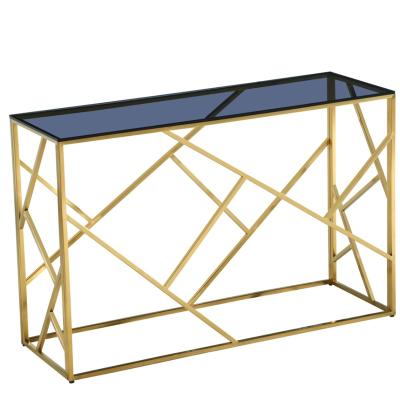 China (Other)New Fashion Glass Stainless Steel Adjustable Modern Console Table In Rose Gold Color Console Table for sale