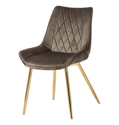 China Adjustable Hot Seller Brown Velvet Steel Dining Chairs (Others) For Modern Dining Room Furniture Gold Metal Legs for sale