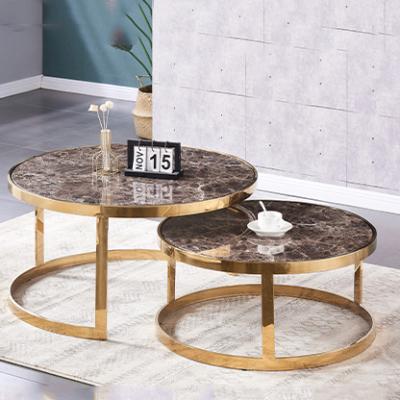 China (Other) New Arrival Adjustable Coffee Table Gold High Quality Metal Round Office Coffee Tables For Living Room for sale