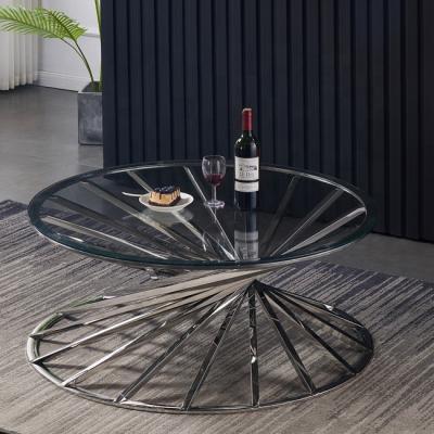 China Modern luxury coffee table (height) furniture round adjustable home central clear coffee tables table for living room for sale