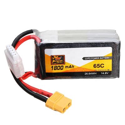 China Toys Good Quality RC Lipo Battery 4S 65C MAH Lipo Battery For Airplane XT60 T Plug 1800 Connector for sale