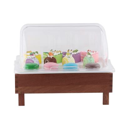 China Sustainable home decoration hand craft fruit turntable stand display with glass dome cover for hotel for sale