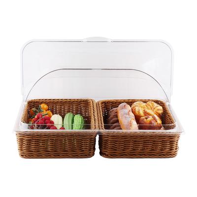 China High Quality Sustainable Rattan Wicker Basket Bread Basket Rectangular Storage Basket for sale