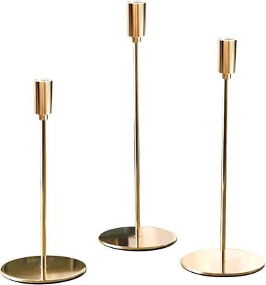 China Home /weddding Decoration Set Of Three Metal Candle Stand Electroplated Candlestick Holder for Home Decoration for sale