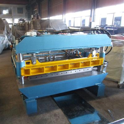 China Cut to length automatically designing color steel sheet cutting and slitting roll forming machine with 10T hydraulic decoiler and coil car for sale