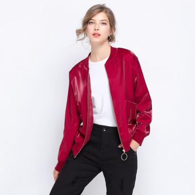 China Red fashion women bomber jacket high quality for factory for wholesales for sale