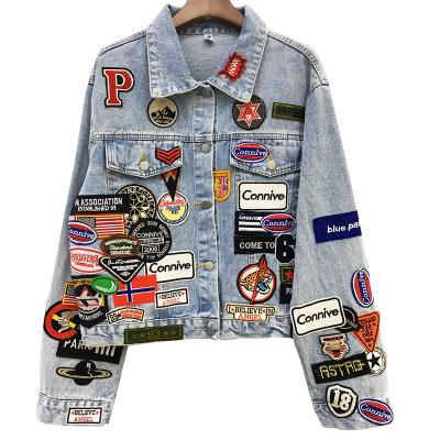 China Popular Embroidery Patches Jean Jacket Women Cotten Denim Jacket Te koop