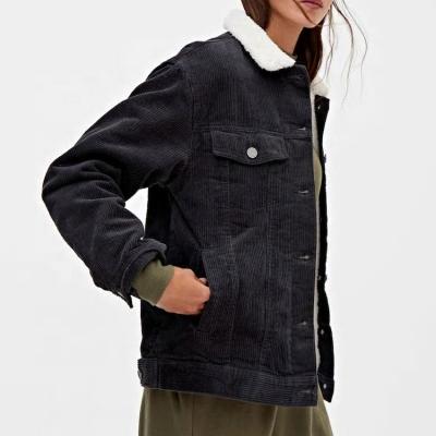 China High quality women's fashion oversize corduroy jacket with fleece for sale