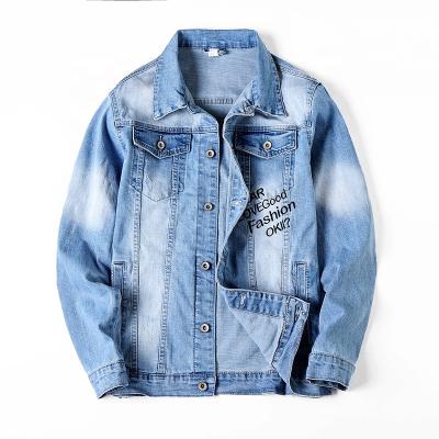 China New Design Denim Jacket Washed Embroidery Men's Jacket Fashion Letter Embroidery Men's Jeans Jacket Te koop