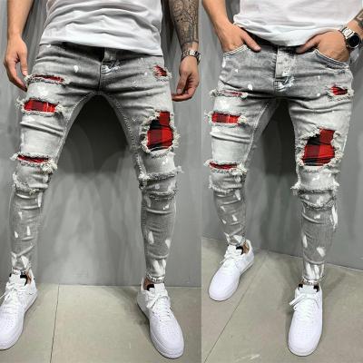 China Boot Cut Mens Clothing Wholesale Cheap Mens High Street Jeans Ripped Pants In Gray for sale