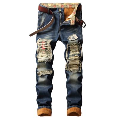 China Distressed Ripped Punk Denim Jean Pants Viable Mens Biker Jeans Mens Hip Hop Slim Fit Holes Jean Pants for sale