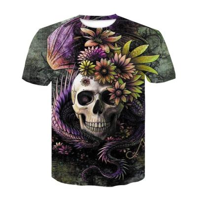 China New 3D T-shirt Women Men Skull Print Summer Anti-Shrink T-shirt Casual Tops Tees Short Sleeve Halloween Streetwear Custom T-shirt Printing for sale