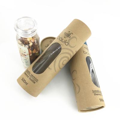 China Custom Recycled Materials Round Paper Gift Tube Packaging With PVC Window for sale