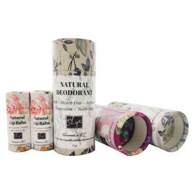 China Biodegradable eco friendly biodegradable packaging lift up paper tube containers deodorant/lipstick/lip balm cosmetic container for sale