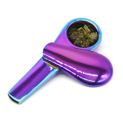 China Metal Pipe For Smoking Accessory Herb Tobacco Pipe Spoon Rainbow Metal Tobacco Pipe Wholesale SHINY Herb Tobacco Factories China for sale