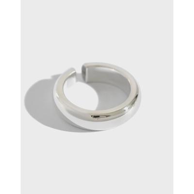 China FASHIONABLE wholesale customization of 2021 new Korean simple silver minimalist smooth open women's ring S925 for sale