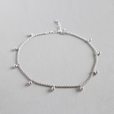 China Other Korean Version Of The Joker S925 Sterling Silver Simple Round Beads Student Anklets for sale