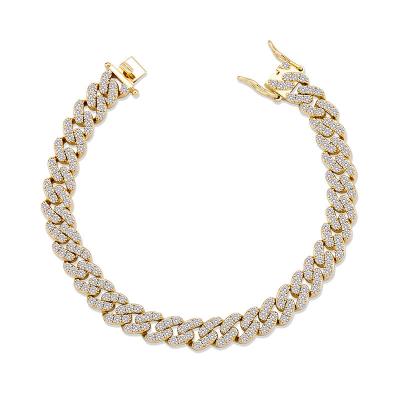 China Hiphop Jewelry Women's Hip Hop Thin Cuban Bracelet 8mm Full Rhinestone Bracelet for sale