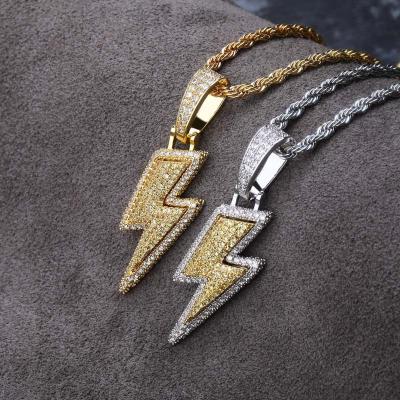 China Hiphop lightning pendant full of zircon personality hiphop hippie necklace for sale